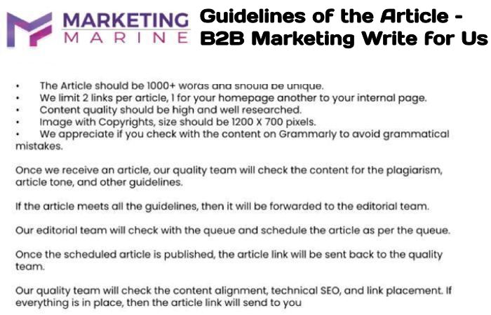 Guidelines of the Article – B2B Marketing Write for Us